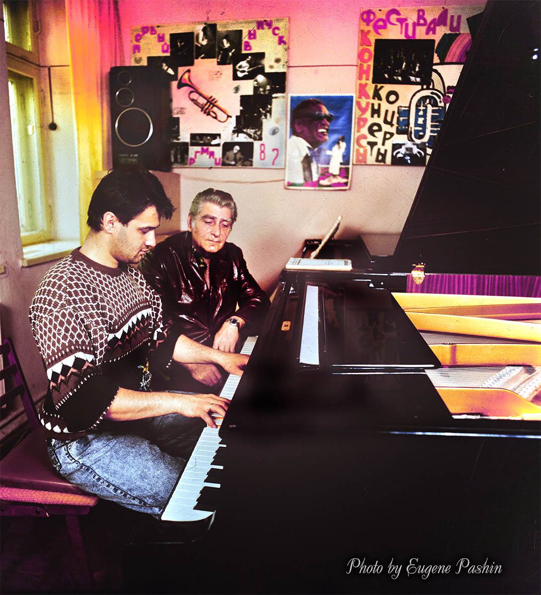 With his teacher, Professor Kim Nazaretov